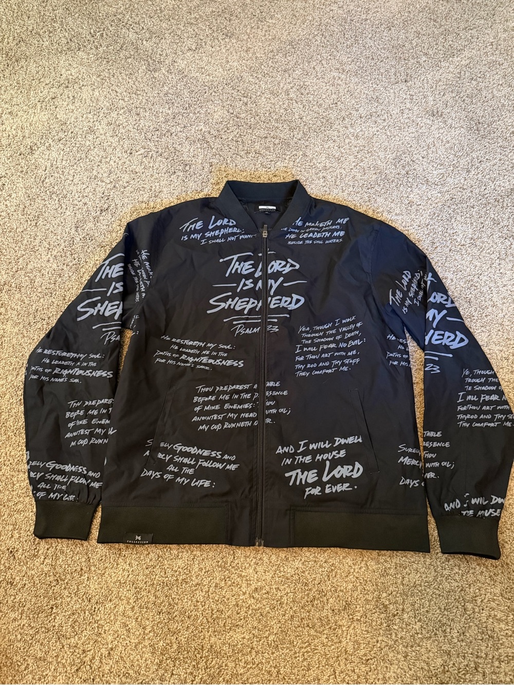 Psalm 23 Graphic Script Bomber Jacket